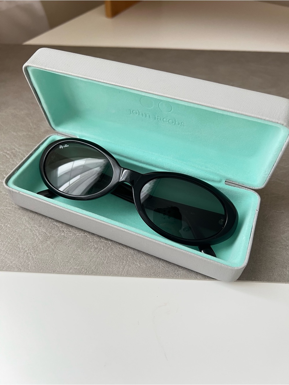 Ray-Ban  Rituals Black Oval Sunglasses with Dark Lenses + sunglasses case